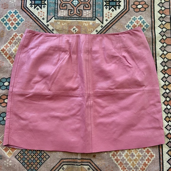 Pink leather vintage plus size skirt size 10-14 - Picture 8 of 8